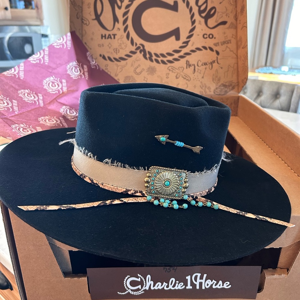 Charlie 1 Horse Lainey Wilson “Lucky Me” Felt hat - Picture 2 of 7